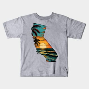 California State Beach Sunset Kids T-Shirt